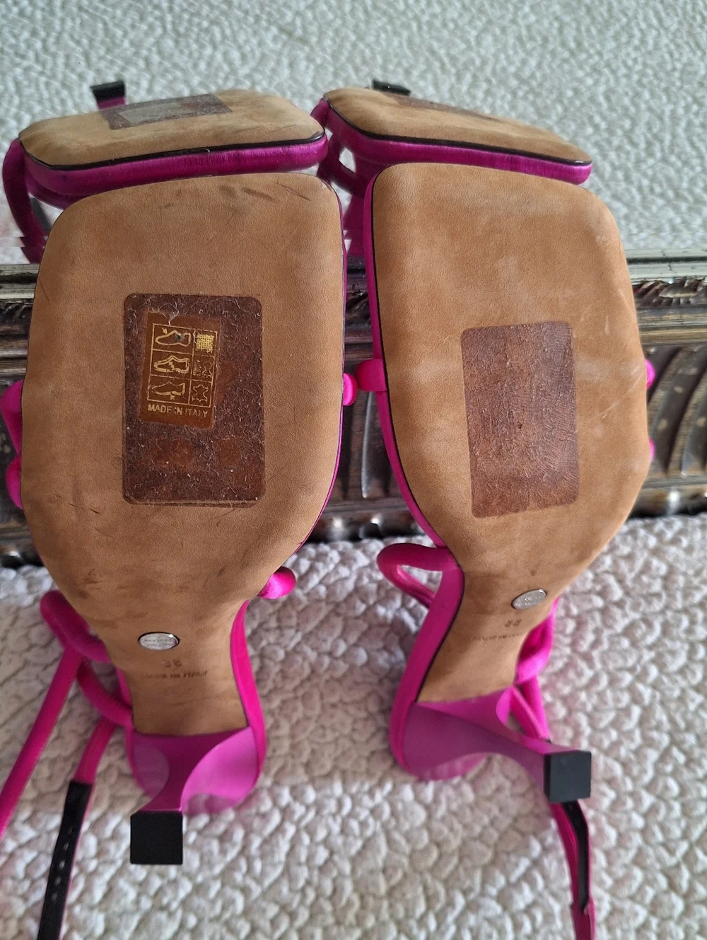 PROENZA SCHOULER Square Strappy Sandals Heels Satin Fuchsia EU 38 US 8 Org$795 - Picture 12 of 16